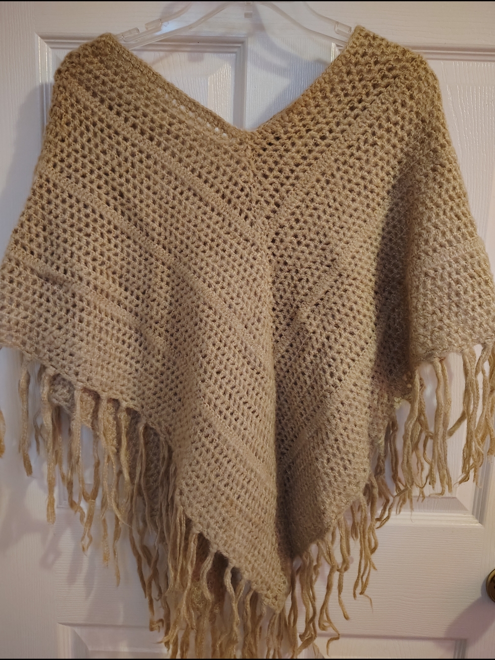 Arizona Jean Company Chunky Knit Poncho  Pullover in Tan